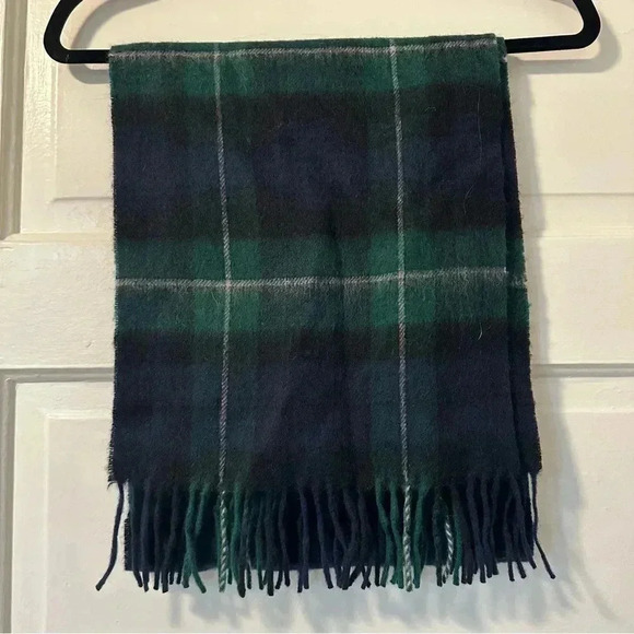 Clans Scotland Green & Navy Blue 100% Lambswool Scarf - Picture 2 of 6